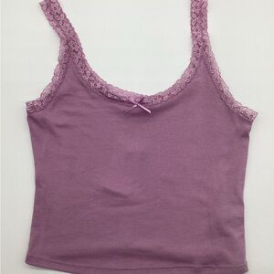 Hippie Rose Lavender Lace Trim Tank Top NWT